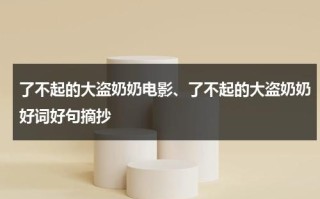 了不起的大盗奶奶电影、了不起的大盗奶奶好词好句摘抄