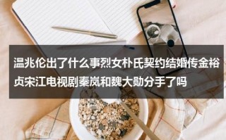 温兆伦出了什么事烈女朴氏契约结婚传金裕贞宋江电视剧秦岚和魏大勋分手了吗（温兆伦喜剧电视剧）