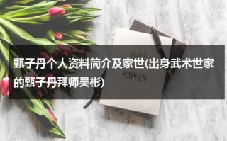 甄子丹个人资料简介及家世(出身武术世家的甄子丹拜师吴彬)（甄子丹详细资料大全）