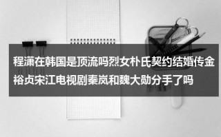 程潇在韩国是顶流吗烈女朴氏契约结婚传金裕贞宋江电视剧秦岚和魏大勋分手了吗（程潇与韩国男艺人）