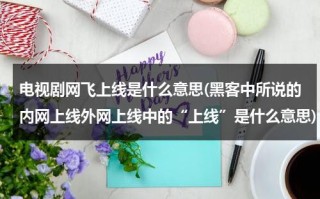 电视剧网飞上线是什么意思(黑客中所说的内网上线外网上线中的“上线”是什么意思)