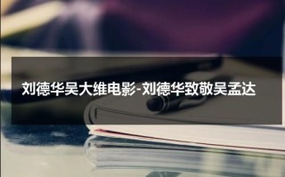 刘德华吴大维电影-刘德华致敬吴孟达