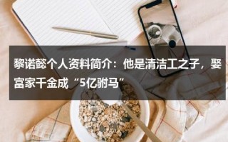 黎诺懿个人资料简介：他是清洁工之子，娶富家千金成“5亿驸马”