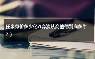 任泉身价多少亿?(弃演从商的他到底多牛？)（任泉到底有多有钱）