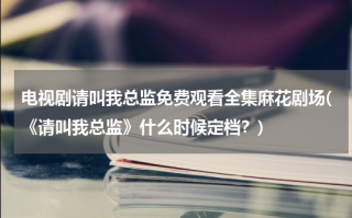 电视剧请叫我总监免费观看全集麻花剧场(《请叫我总监》什么时候定档？)