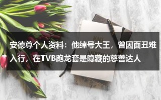 安德尊个人资料：他绰号大王，曾因面丑难入行，在TVB跑龙套是隐藏的慈善达人