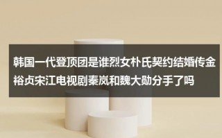 韩国一代登顶团是谁烈女朴氏契约结婚传金裕贞宋江电视剧秦岚和魏大勋分手了吗（韩国一到五代女团科普）