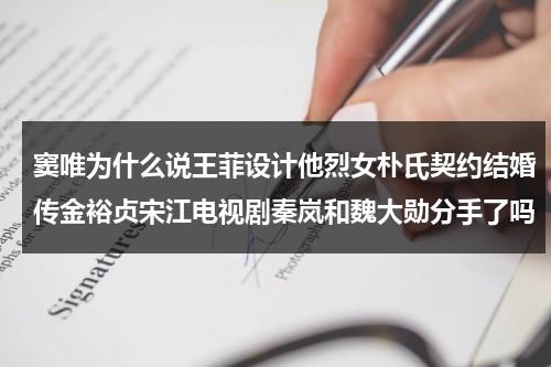 窦唯为什么说王菲设计他烈女朴氏契约结婚传金裕贞宋江电视剧秦岚和魏大勋分手了吗（王菲被窦唯甩）-第1张图片-九妖电影