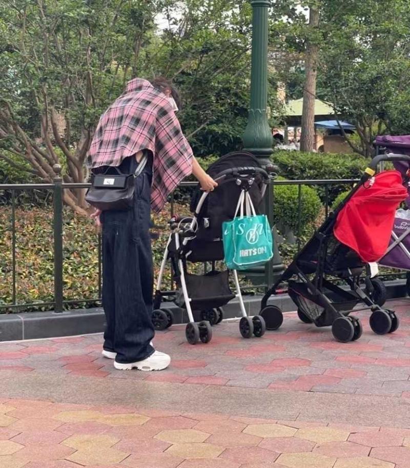 赵丽颖带儿子现身迪士尼，穿背带裤青春洋溢，4岁想想坐婴儿推车-第2张图片-九妖电影